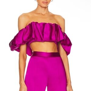 Jonathan Simkhai Leonora Off Shoulder Top in Bougainvillea, size 10, worn once.